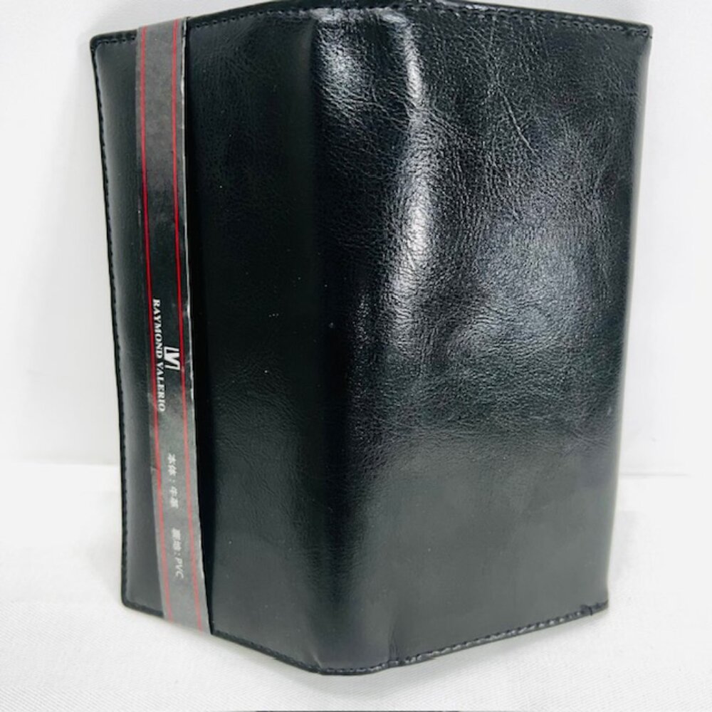 NEW WITH TAG RAYMOND VALERIO ITALY BLACK LEATHER FOR MONEY /CARD HOLDER (W84) - Picture 1 of 6